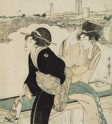 Hai người phụ nữ đang chơi Hanetsuki vào dịp năm mới, 1804.Ảnh: tokyojinjaindoha